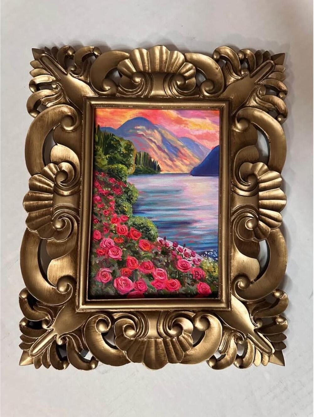 Oil on canvas panel "Horizon of Soft Fire"